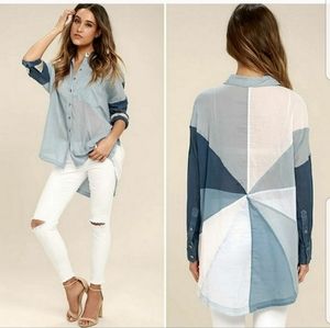 FREE PEOPLE Rainbow Days Button Down Top